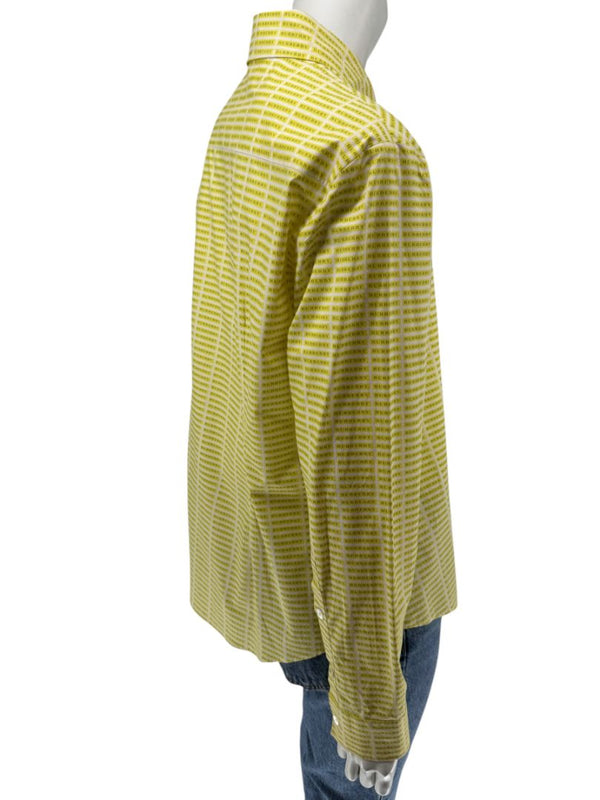 Burberry London Yellow Logo Print Button-Down Shirt – Size USA 14