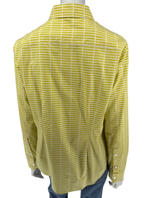 Burberry London Yellow Logo Print Button-Down Shirt – Size USA 14