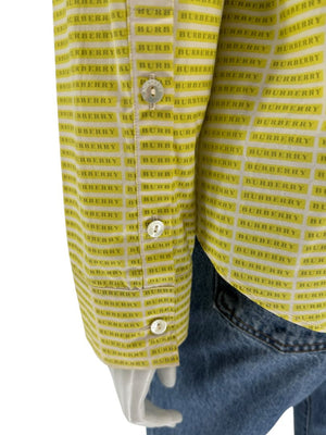 Burberry London Yellow Logo Print Button-Down Shirt – Size USA 14