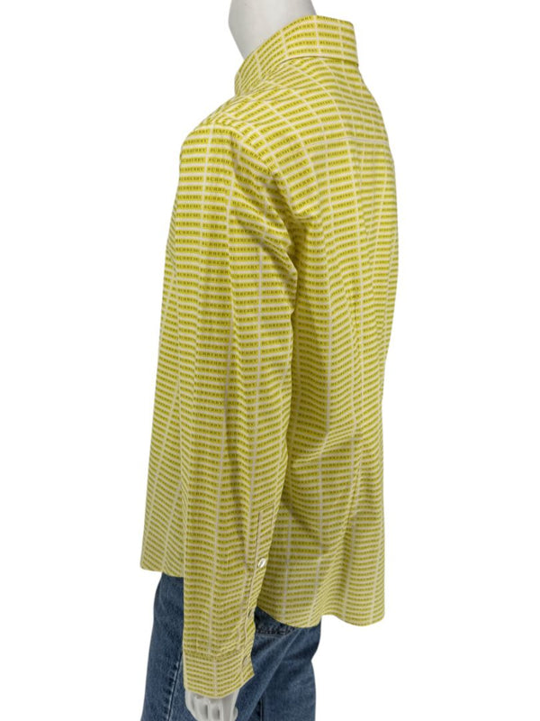 Burberry London Yellow Logo Print Button-Down Shirt – Size USA 14