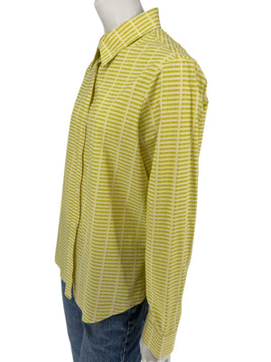Burberry London Yellow Logo Print Button-Down Shirt – Size USA 14