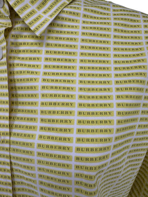 Burberry London Yellow Logo Print Button-Down Shirt – Size USA 14