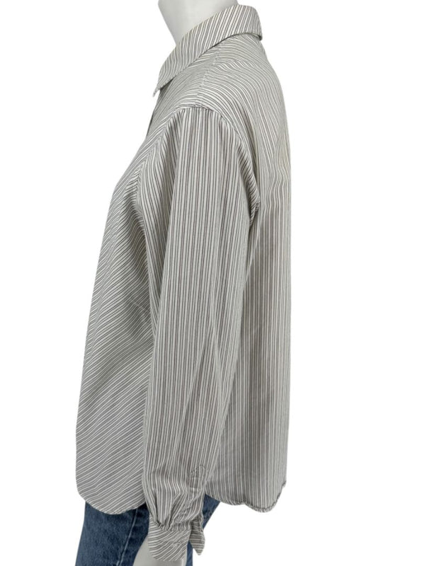 Burberrys Vintage Green & Gray Striped Button-Down Shirt – Size 14