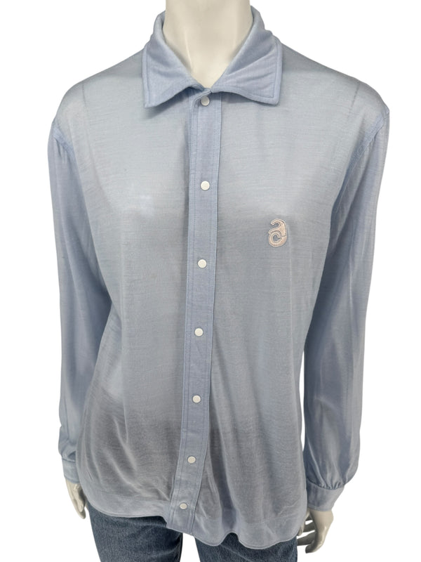 Courrèges Homme Paris Light Blue Snap-Front Shirt – Size A