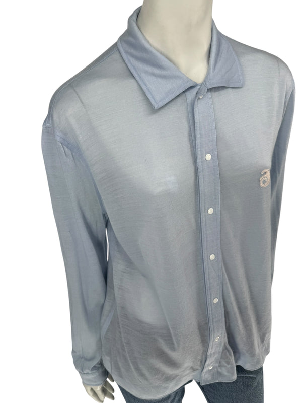 Courrèges Homme Paris Light Blue Snap-Front Shirt – Size A