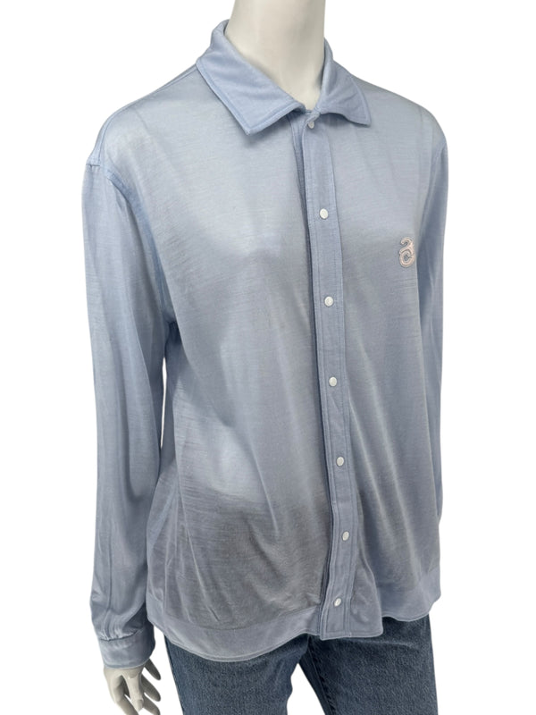 Courrèges Homme Paris Light Blue Snap-Front Shirt – Size A