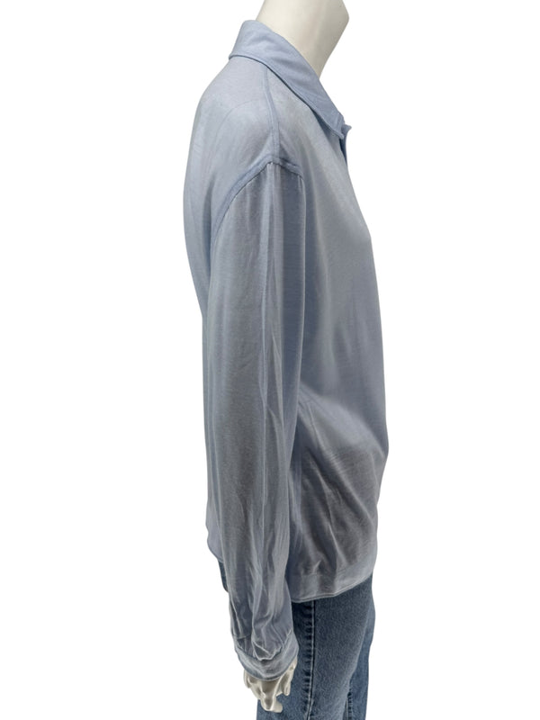 Courrèges Homme Paris Light Blue Snap-Front Shirt – Size A