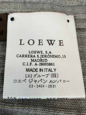 LOEWE Grey Ribbed Cashmere Silk Cardigan – Gold Buttons