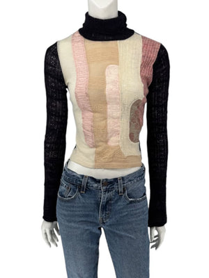 Custo Barcelona Patchwork Knit Turtleneck Sweater – Size: 1 (Small)
