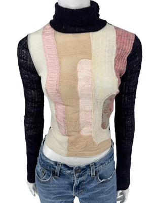Custo Barcelona Patchwork Knit Turtleneck Sweater – Size: 1 (Small)