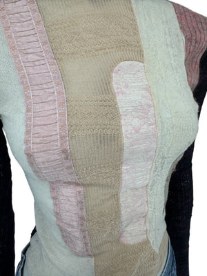 Custo Barcelona Patchwork Knit Turtleneck Sweater – Size: 1 (Small)