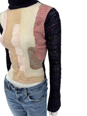 Custo Barcelona Patchwork Knit Turtleneck Sweater – Size: 1 (Small)