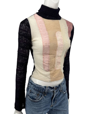 Custo Barcelona Patchwork Knit Turtleneck Sweater – Size: 1 (Small)
