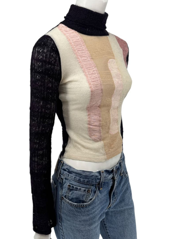 Custo Barcelona Patchwork Knit Turtleneck Sweater – Size: 1 (Small)