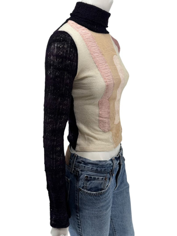 Custo Barcelona Patchwork Knit Turtleneck Sweater – Size: 1 (Small)