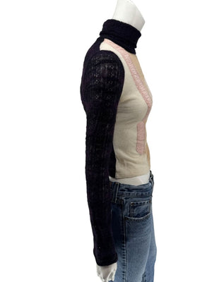 Custo Barcelona Patchwork Knit Turtleneck Sweater – Size: 1 (Small)