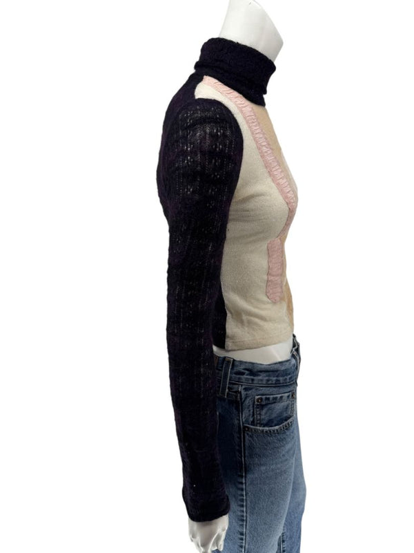 Custo Barcelona Patchwork Knit Turtleneck Sweater – Size: 1 (Small)