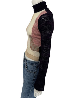 Custo Barcelona Patchwork Knit Turtleneck Sweater – Size: 1 (Small)