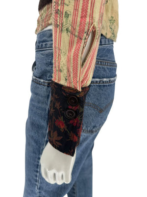 Custo Barcelona Mixed-Print Long-Sleeve Shirt with Knit Overlay – Size 1 (Small)