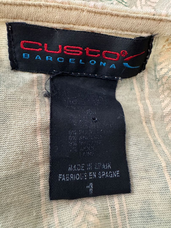 Custo Barcelona Mixed-Print Long-Sleeve Shirt with Knit Overlay – Size 1 (Small)