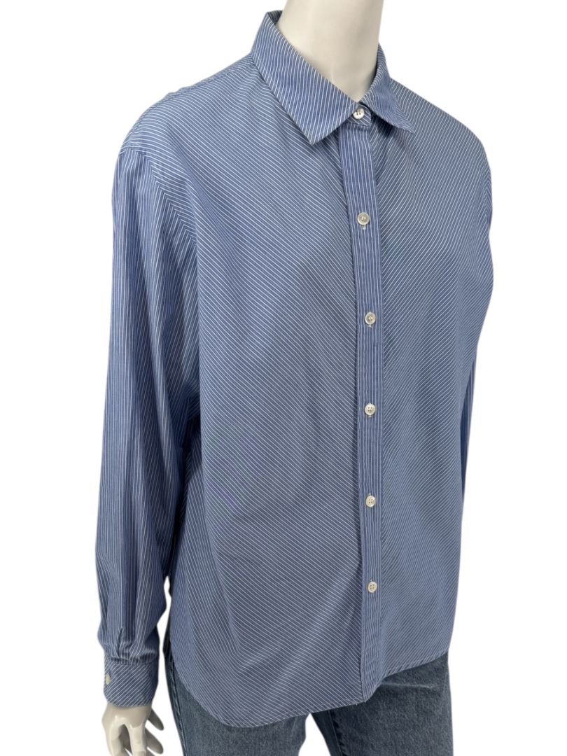 Vintage Burberrys Blue & White Striped Button-Down Shirt – Size 14