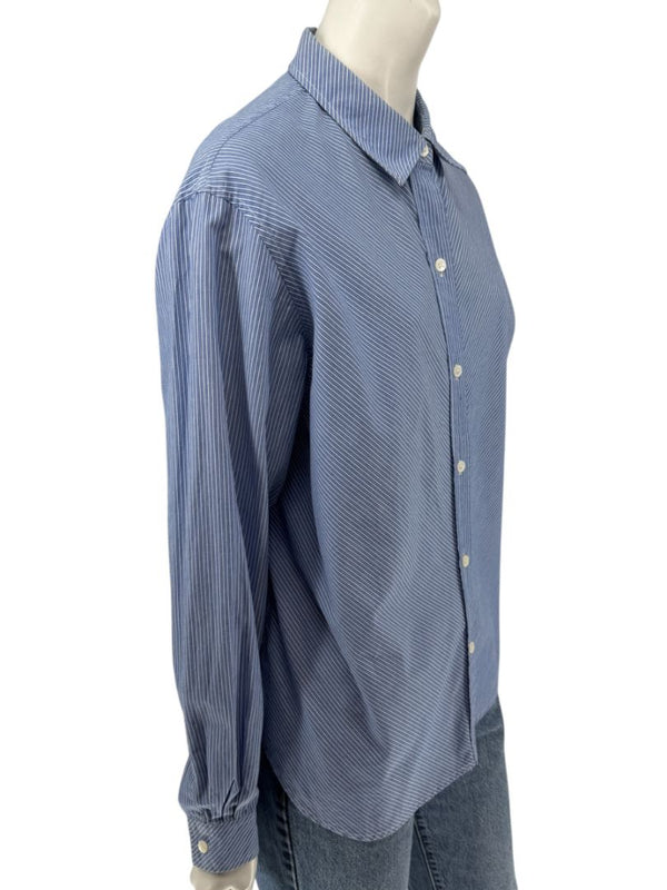 Vintage Burberrys Blue & White Striped Button-Down Shirt – Size 14