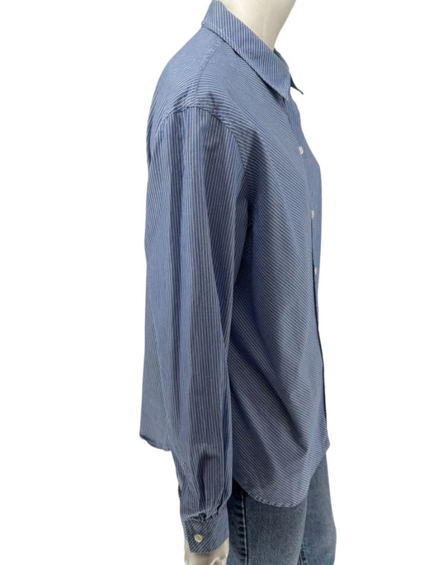 Vintage Burberrys Blue & White Striped Button-Down Shirt – Size 14