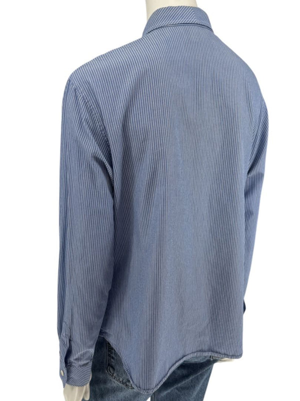 Vintage Burberrys Blue & White Striped Button-Down Shirt – Size 14