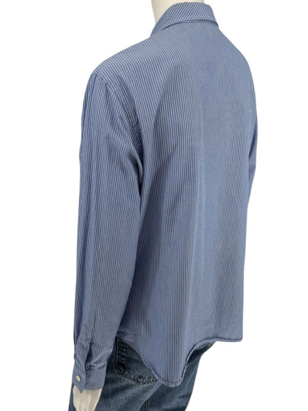 Vintage Burberrys Blue & White Striped Button-Down Shirt – Size 14