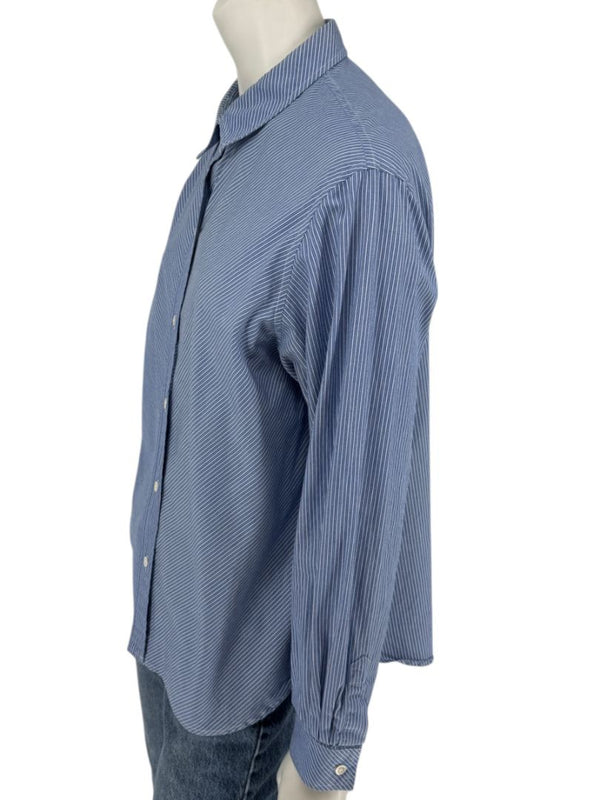 Vintage Burberrys Blue & White Striped Button-Down Shirt – Size 14