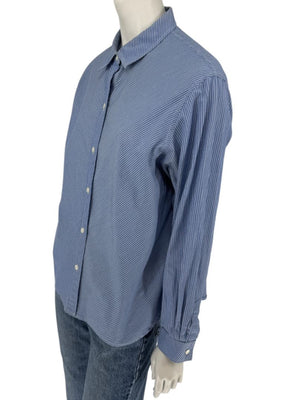 Vintage Burberrys Blue & White Striped Button-Down Shirt – Size 14