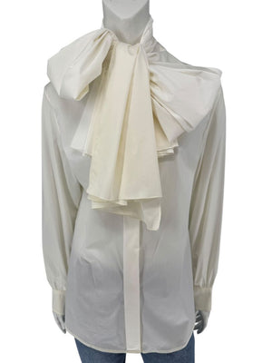 Saint Laurent Ivory Oversized Bow Blouse – Size FR 44