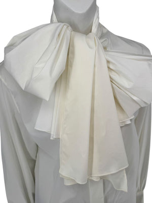 Saint Laurent Ivory Oversized Bow Blouse – Size FR 44