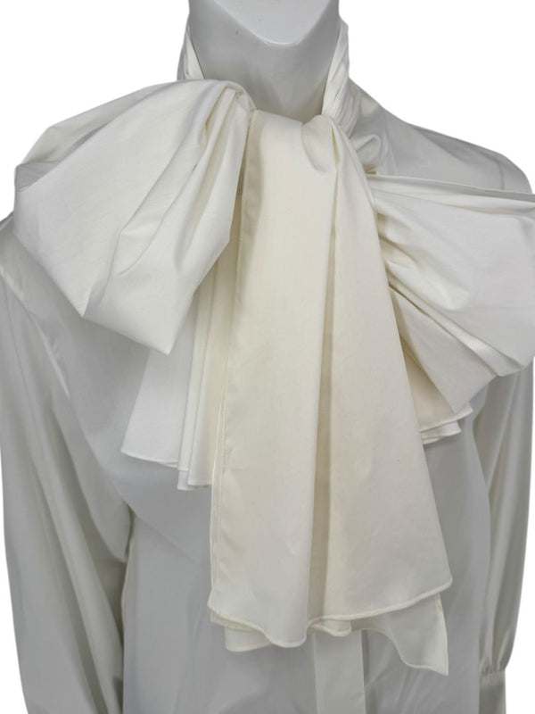 Saint Laurent Ivory Oversized Bow Blouse – Size FR 44