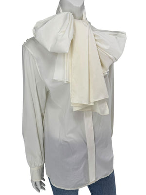 Saint Laurent Ivory Oversized Bow Blouse – Size FR 44