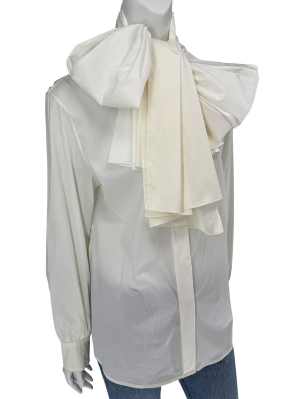 Saint Laurent Ivory Oversized Bow Blouse – Size FR 44