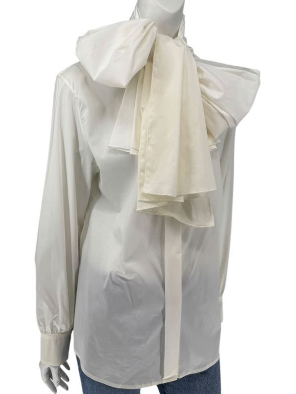 Saint Laurent Ivory Oversized Bow Blouse – Size FR 44