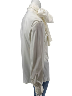Saint Laurent Ivory Oversized Bow Blouse – Size FR 44