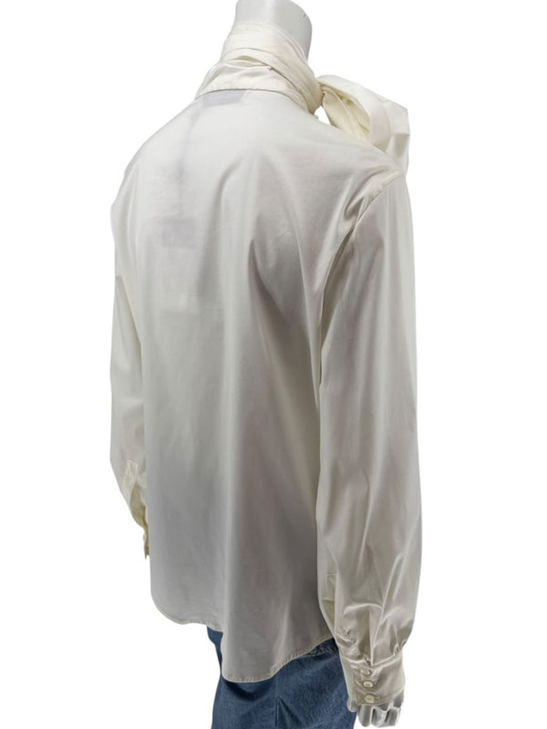 Saint Laurent Ivory Oversized Bow Blouse – Size FR 44