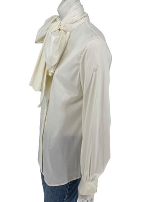 Saint Laurent Ivory Oversized Bow Blouse – Size FR 44