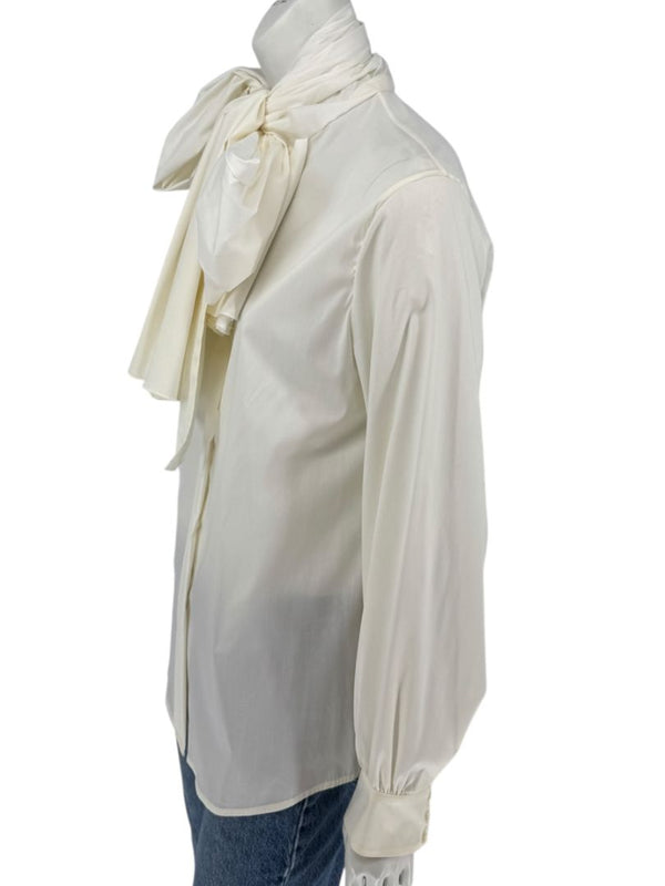 Saint Laurent Ivory Oversized Bow Blouse – Size FR 44