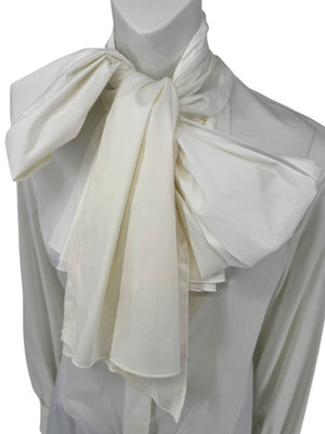 Saint Laurent Ivory Oversized Bow Blouse – Size FR 44