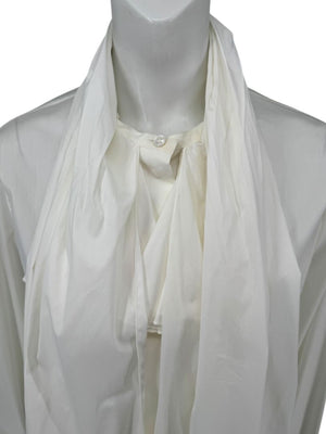 Saint Laurent Ivory Oversized Bow Blouse – Size FR 44