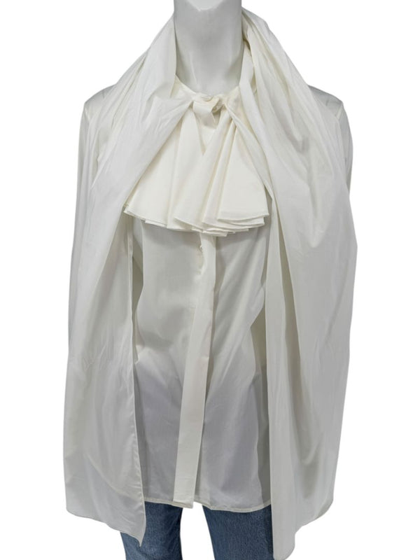 Saint Laurent Ivory Oversized Bow Blouse – Size FR 44