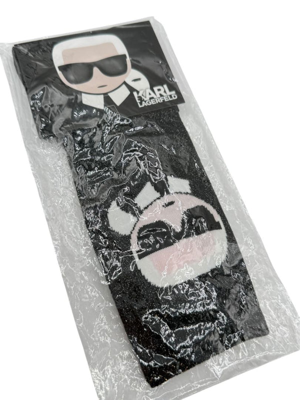 Karl Lagerfeld K/Ikonik Glitter Crew Socks – Size 39–42 (Black)