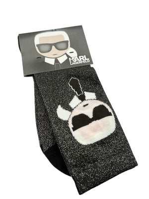 Karl Lagerfeld K/Ikonik Glitter Crew Socks – Size 39–42 (Black)