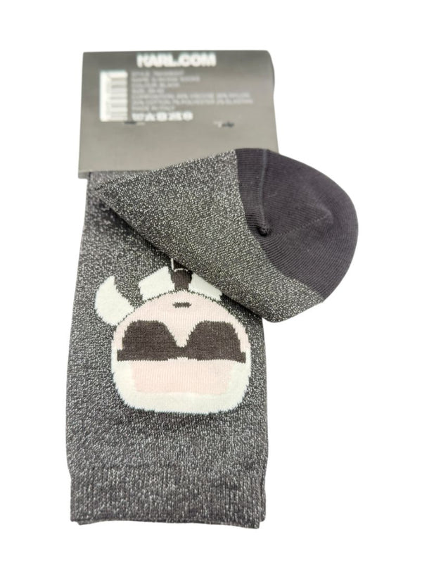 Karl Lagerfeld K/Ikonik Glitter Crew Socks – Size 39–42 (Black)