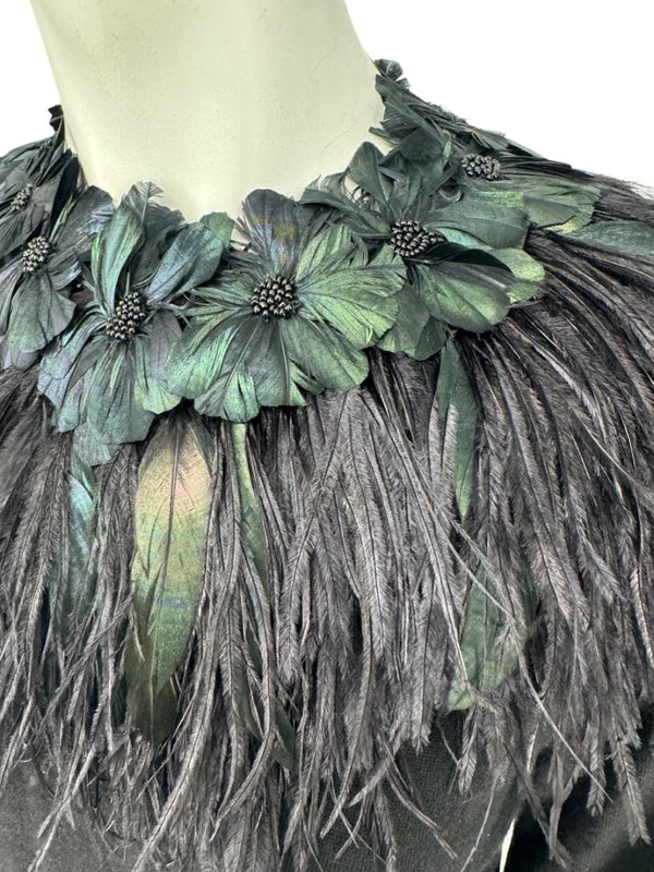 Naeem Khan Feather & Floral Embellished Cashmere Sweater – Size M