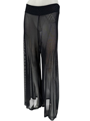 Chanel 02P NWT Black Sheer Mesh Wide-Leg Pants – Size 44