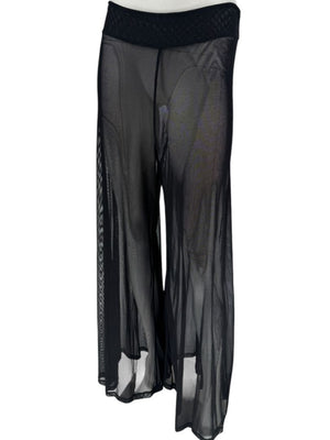 Chanel 02P NWT Black Sheer Mesh Wide-Leg Pants – Size 44